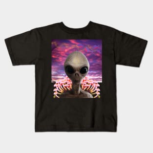 Vaporwave Alien Goa Trip Party Techno Club Pilze Kids T-Shirt